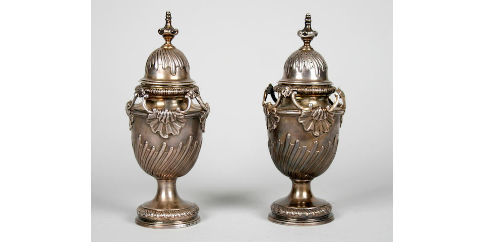 A George II pair of condiment vases by Ayme Videau, London 1759