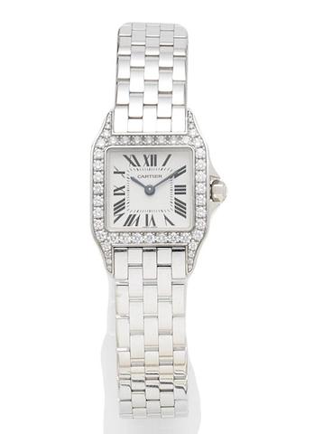 Cartier. A lady's 18ct white gold and diamond set quartz bracelet watchRecent