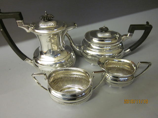 A four piece tea service, Sheffield 1947,