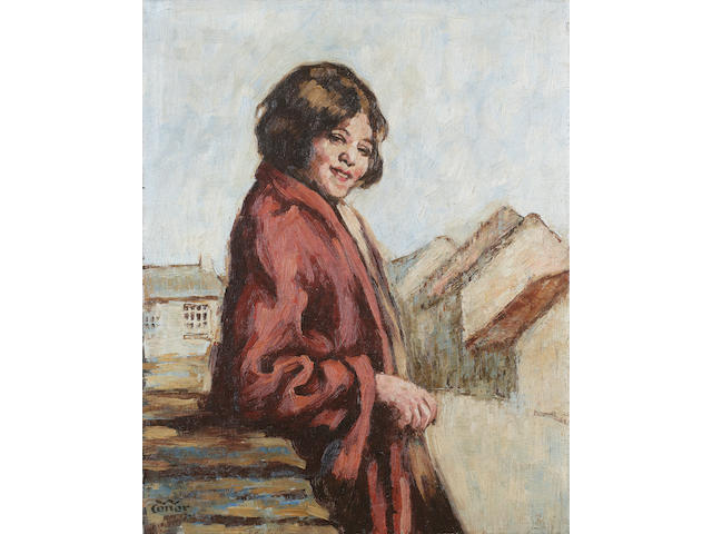 William Conor R.H.A., R.U.A. (Irish, 1881-1968) The Lass with the Frolicksome Eye 51 x 41 cm. (20 x 16 in.)