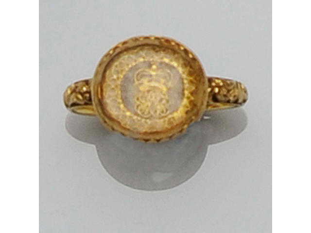 An 18th century gold memorial ring