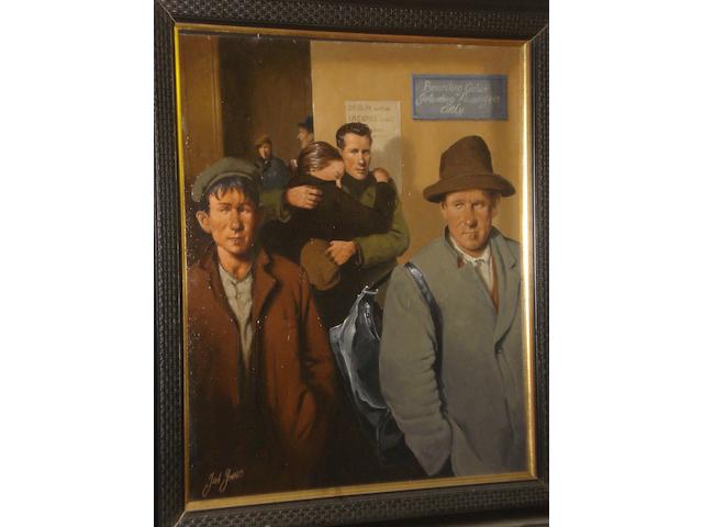 Ted Jones (Irish, born 1952) Leaving Ireland - passengers embarking the Dublin to Liverpool ferry boat