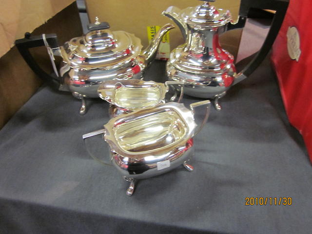 A four piece tea service, by Walker and Hall, Sheffield 1925,