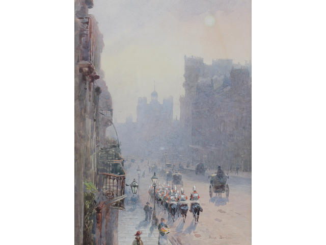 Rose Maynard Barton (Irish, 1865-1929) St. James's Street looking towards St. James's Palace 24.7 x 18 cm. (9 3/4 x 7 1/4 in.)