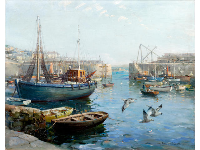 Vernon Ward (British, 1905-1985) Mousehole Harbour Entrance