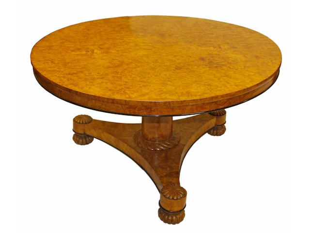 A George IV burr elm breakfast or centre table
