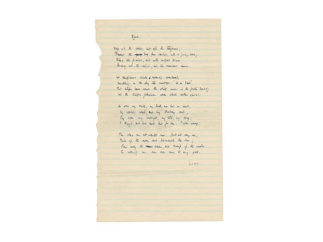 Bonhams Auden Manuscript Of Poem Used In Four Weddings And A