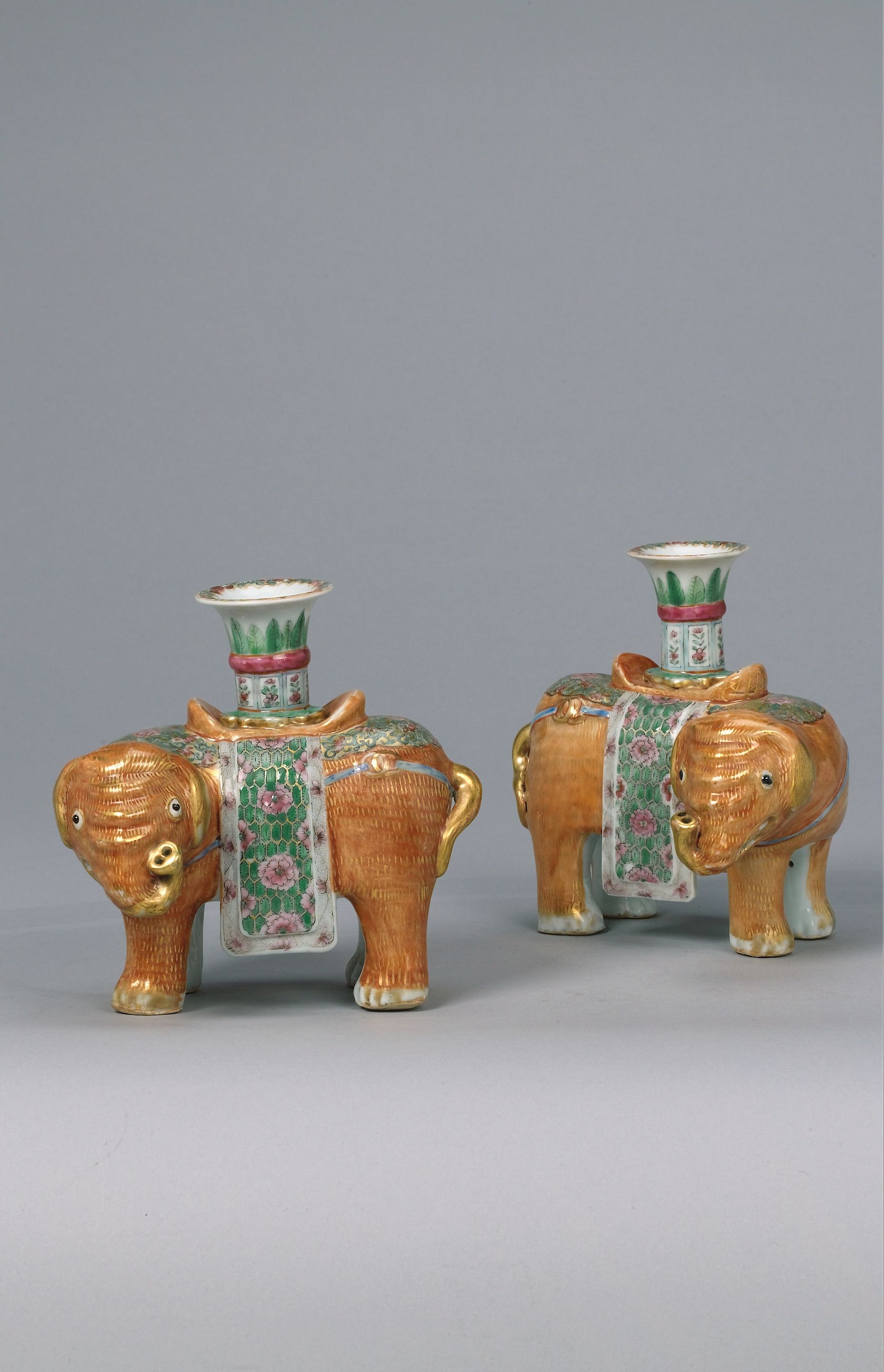 Pair Canton elephants