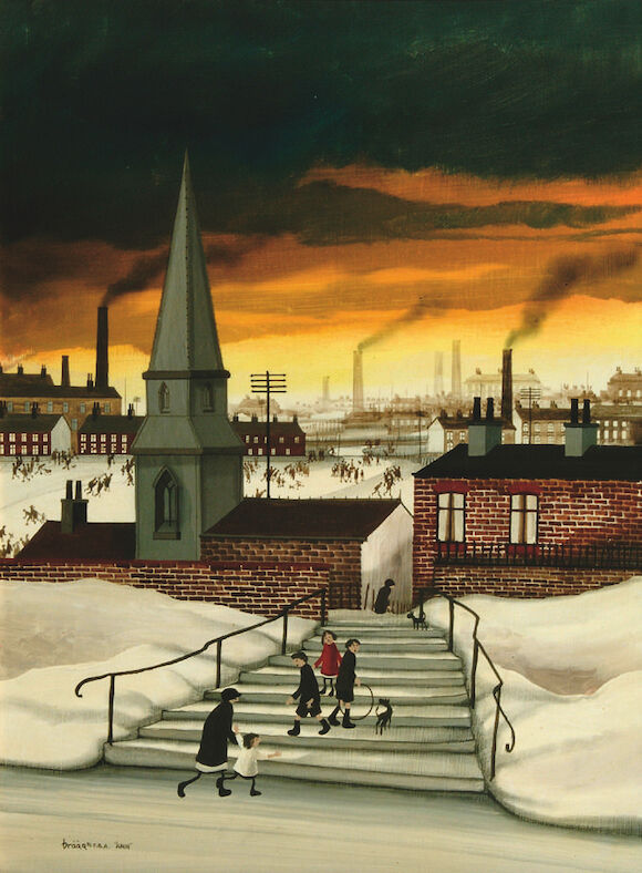 Bonhams : Brian Shields (Braaq) (20th Century) An Industrial Street ...