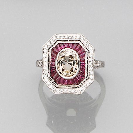 A diamond and ruby dress ring
