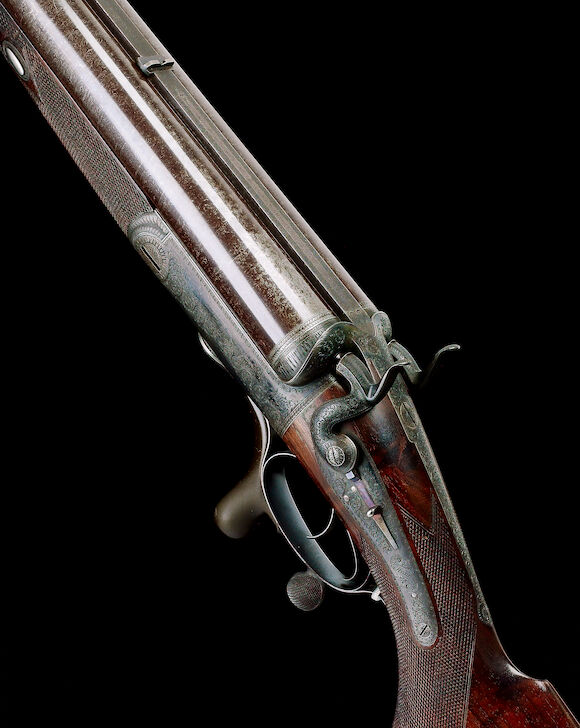 Bonhams : A RARE 8-BORE DOUBLE-BARRELLED HAMMER RIFLE BY H. HOLLAND, NO ...