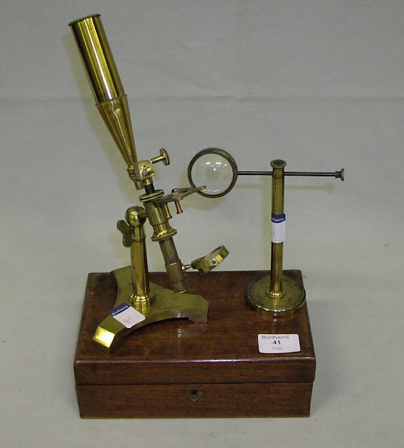 Bonhams : An Unusual Andrew Ross Brass Compound Monocular Microscope ...