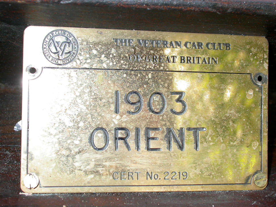 1903 Orient Buckboard 4hp Two Seater  Chassis no. 83 Engine no. 648C