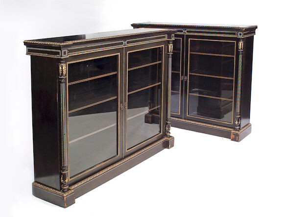 Bonhams : A pair of late 19th Century ebonised and gilt metal mounted ...