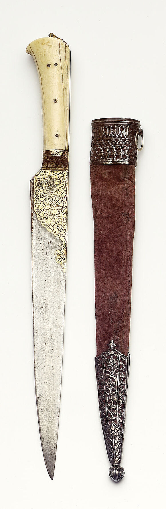 Bonhams : A Safavid walrus ivory hilted and gold damascened Dagger ...