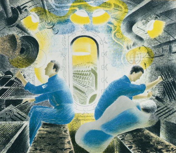 Bonhams : Eric Ravilious Engine Room Lithograph, 1941, from 'Submarine ...