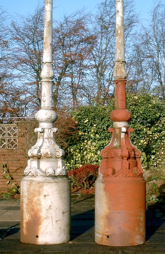 Bonhams : A large and impressive pair of 19th Century cast iron Lamp Posts,