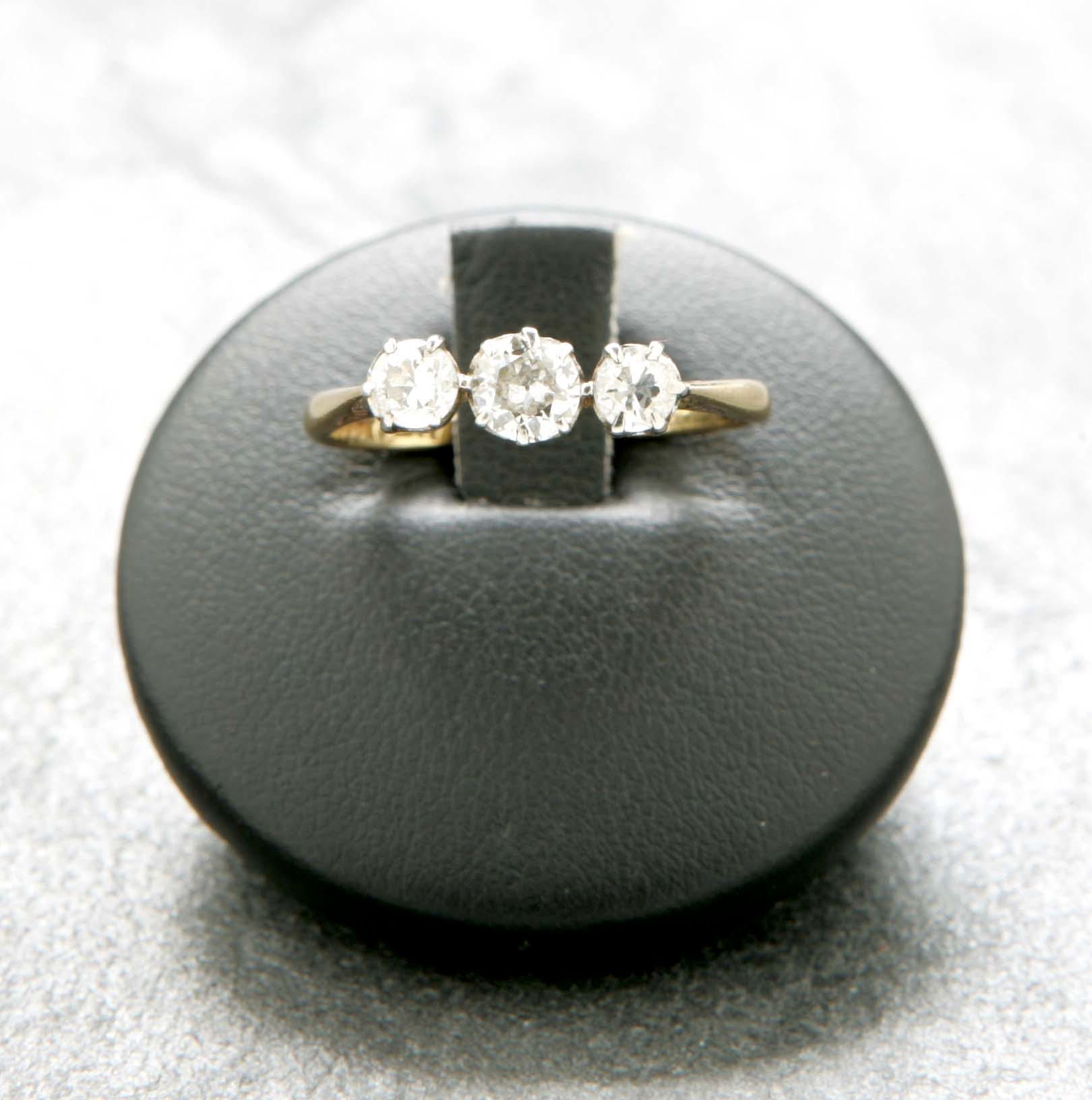 A diamond three-stone ring