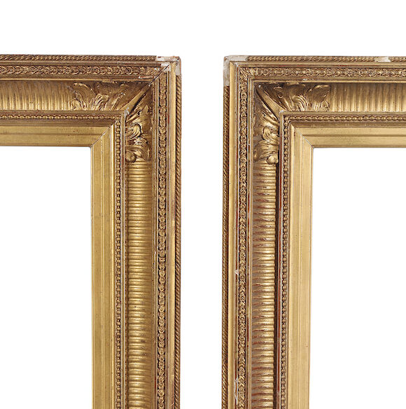 Bonhams : A pair of French 19th Century gilded composition Empire frames,