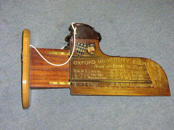 Bonhams : A Mounted Decorated Rudder, Oxford University Eights