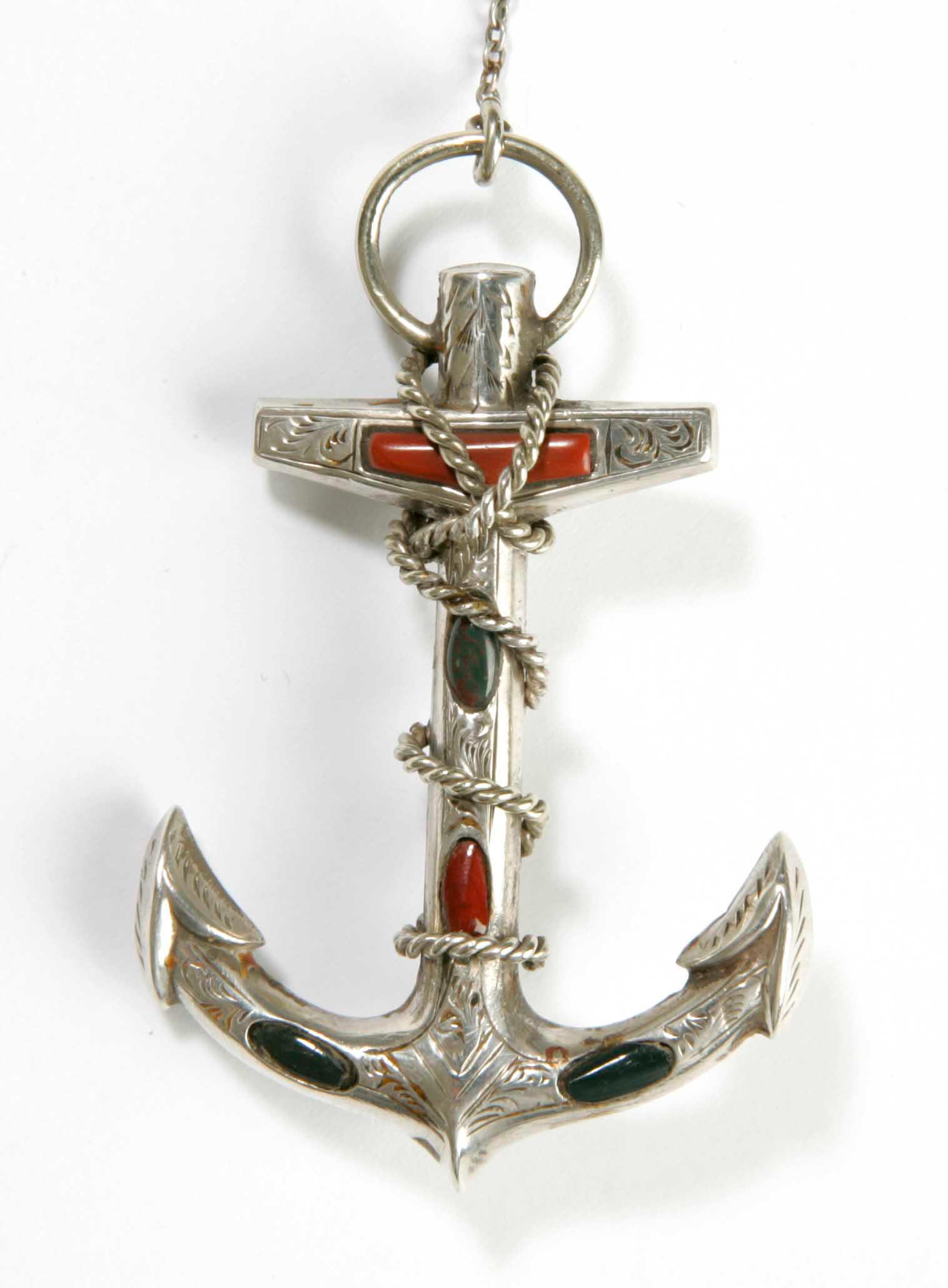 A pebble set anchor Brooch,
