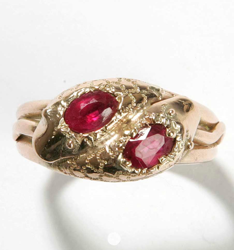A ruby snake ring