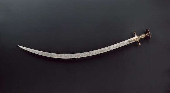 Bonhams : A koftgari work hilted steel Sword (tulwar) India, 18th/ 19th ...