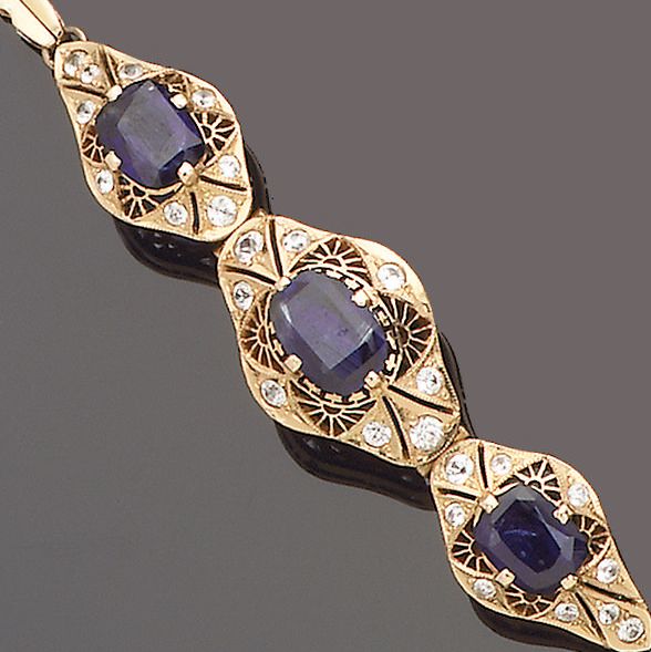 A sapphire set panel bracelet