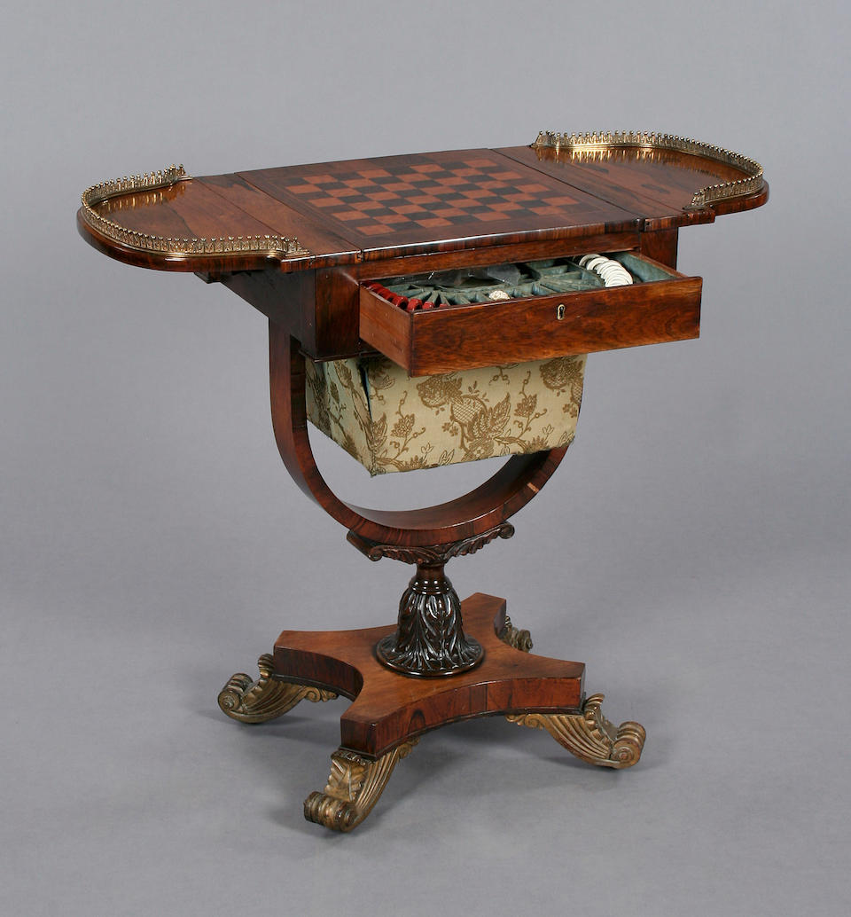 A fine George IV/William IV rosewood games/work table