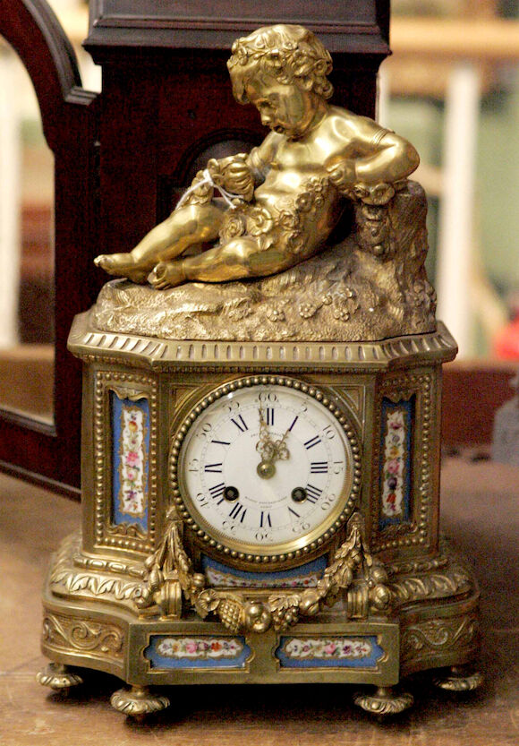 Bonhams : A mid 19th century French gilt metal and porcelain mounted ...