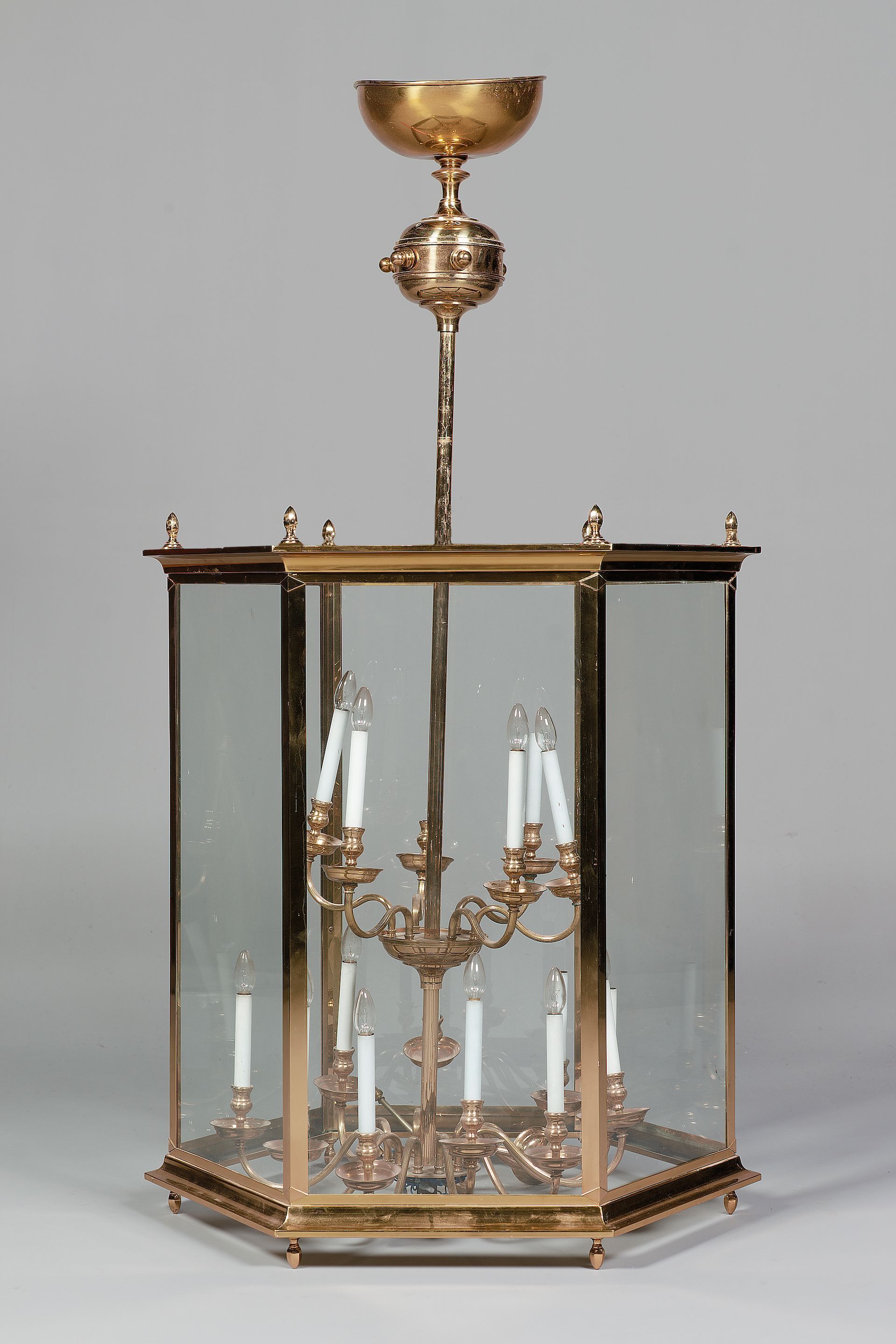 A large brass hall lantern