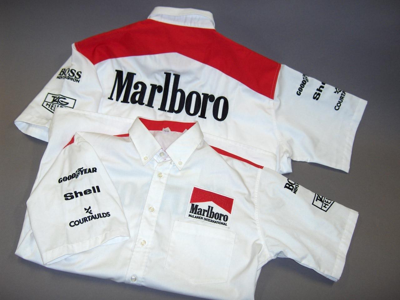 Bonhams Cars : Two short-sleeved Marlboro McLaren International shirts,