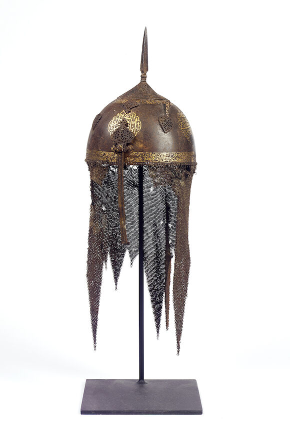 Bonhams : A Safavid gold-damascened steel Helmet Persia, late 17th Century