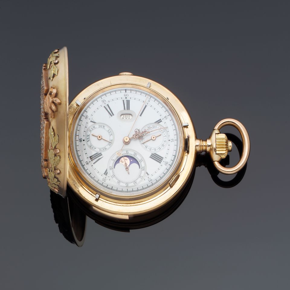 Bonhams A fine and impressive diamondset gold hunting cased Quarter