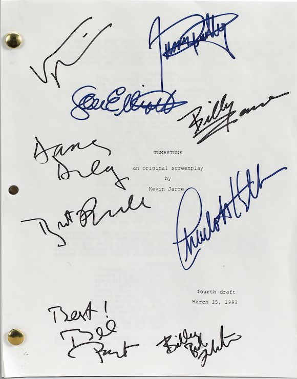 Script Tomestone Bonhams : Tombstone 1993 Signed Script
