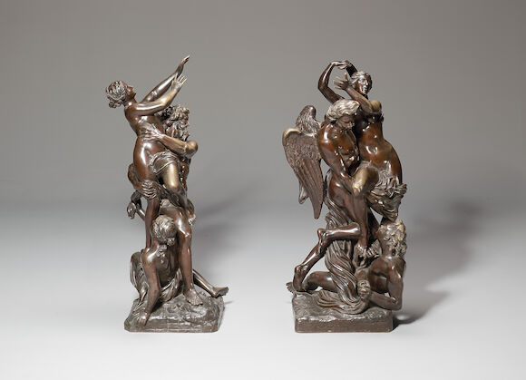Bonhams : A matched pair of 19th century patinated bronze classical ...