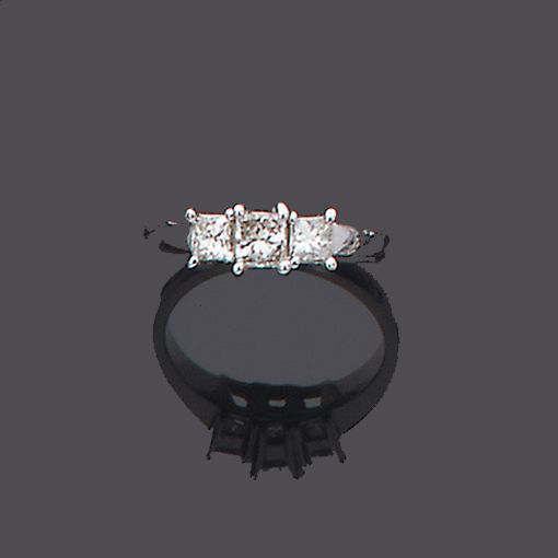 A diamond three-stone ring
