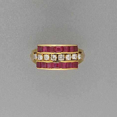 A ruby and diamond dress ring