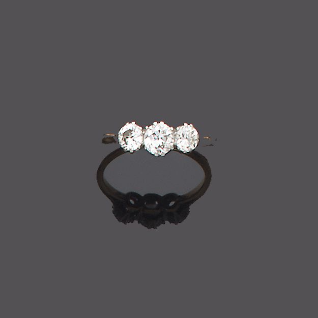 A diamond three-stone ring