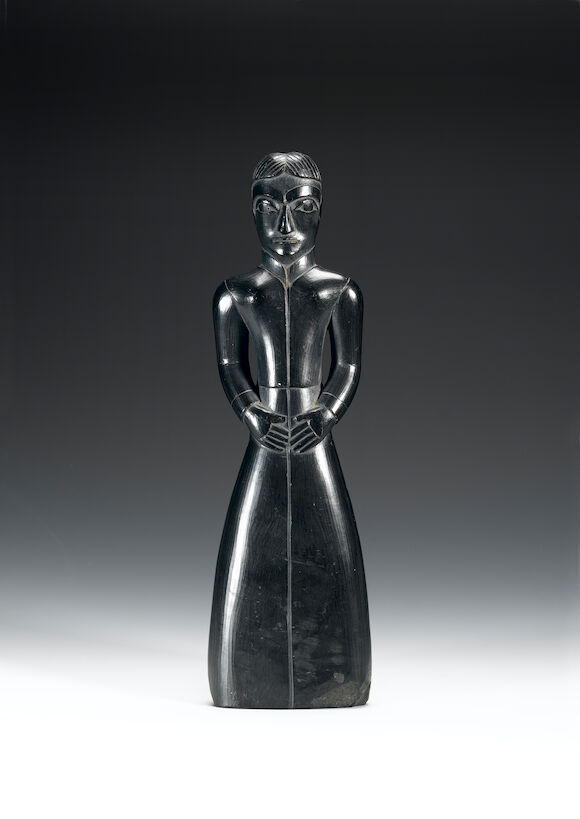Bonhams : A Haida argillite standing female figure 26.5cm., some chips ...