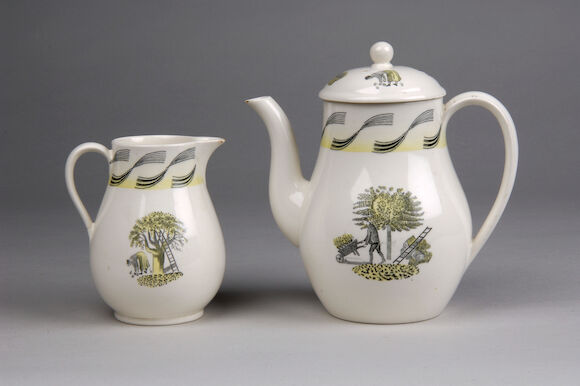 Bonhams : A Wedgwood pottery 'Garden' pattern coffee pot, cover and jug ...