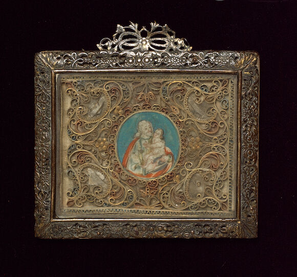 Bonhams : A mid 18th century European paper scroll work reliquary