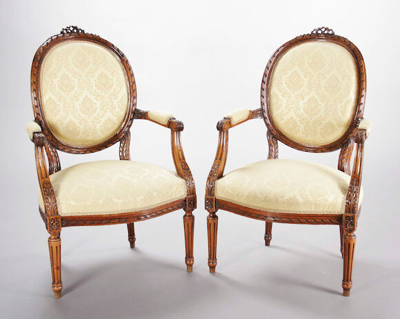 Bonhams : A pair of late 19th century French Louis XVI style foliate ...