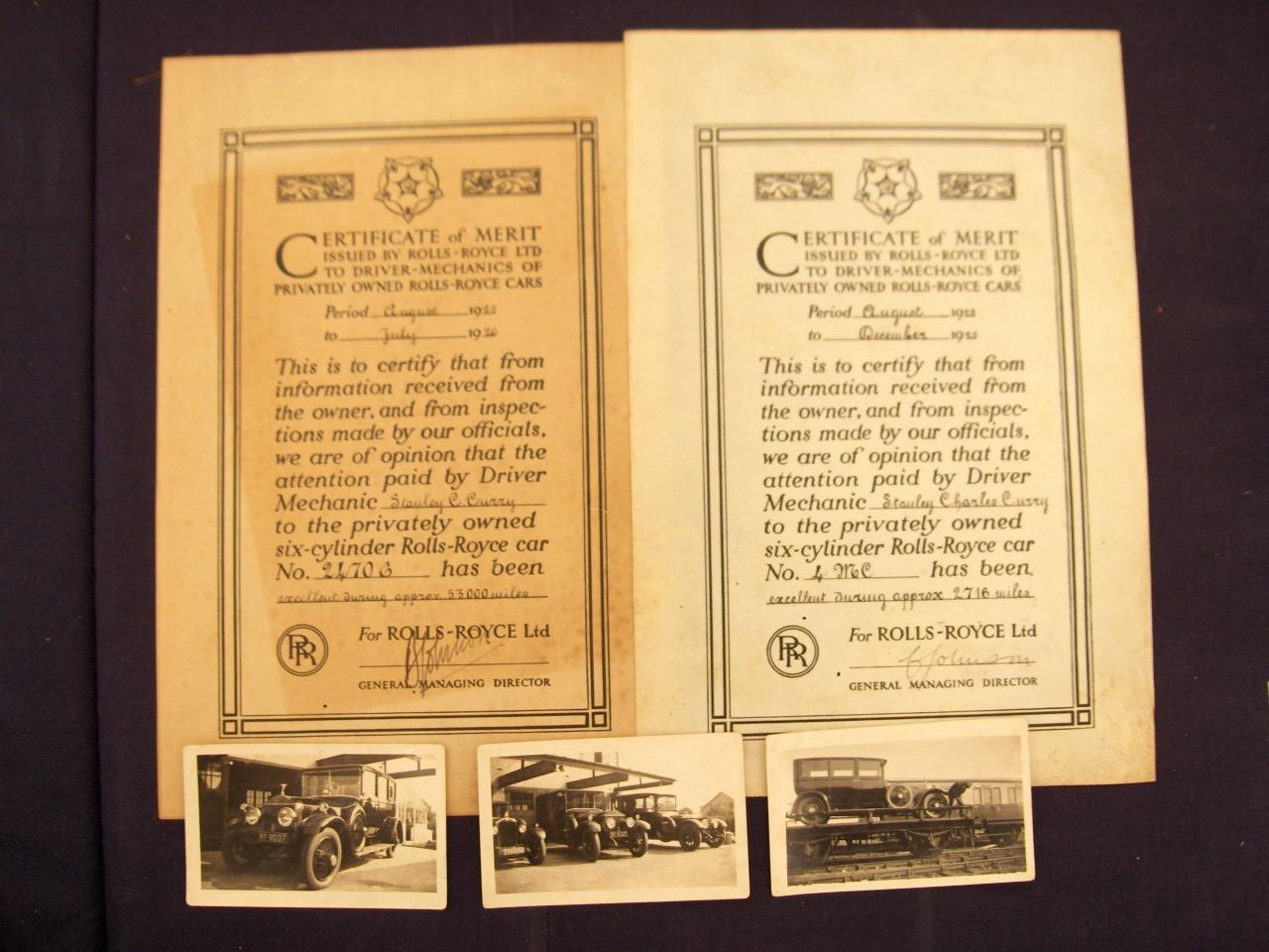 Bonhams Cars : A Rolls-Royce Certificate of Merit, 1925,