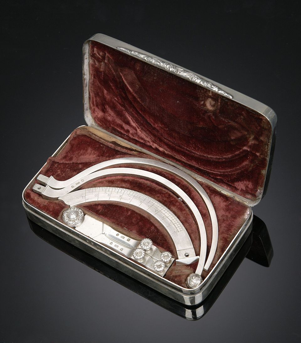 Bonhams Combe a cased set of phrenology calipers with maker's