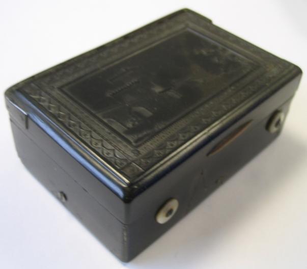 A small musical horn snuff box, Swiss, circa 1830,