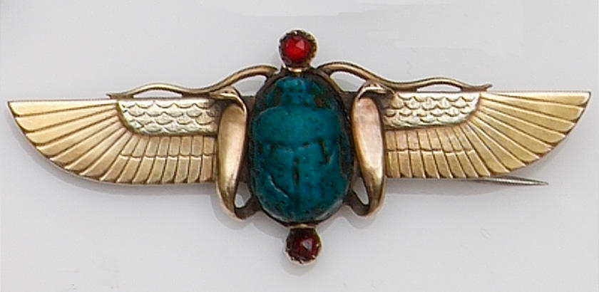 Bonhams : A 19th century winged scarab brooch,