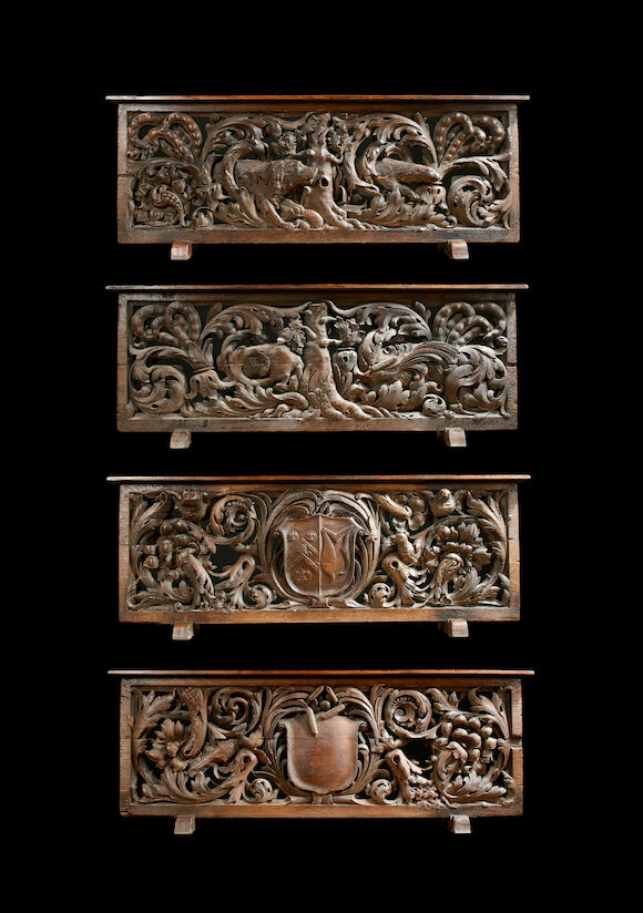 Bonhams : A pair of late 19th Century well carved oak balustrade screens