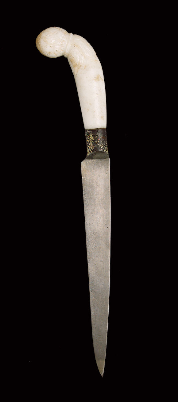 Bonhams : A Mughal white jade hilted Dagger India, 17th Century