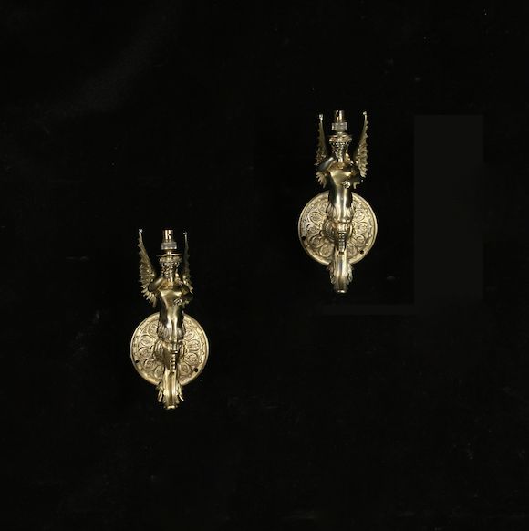 Bonhams : A pair of 20th century gilt metal wall lights